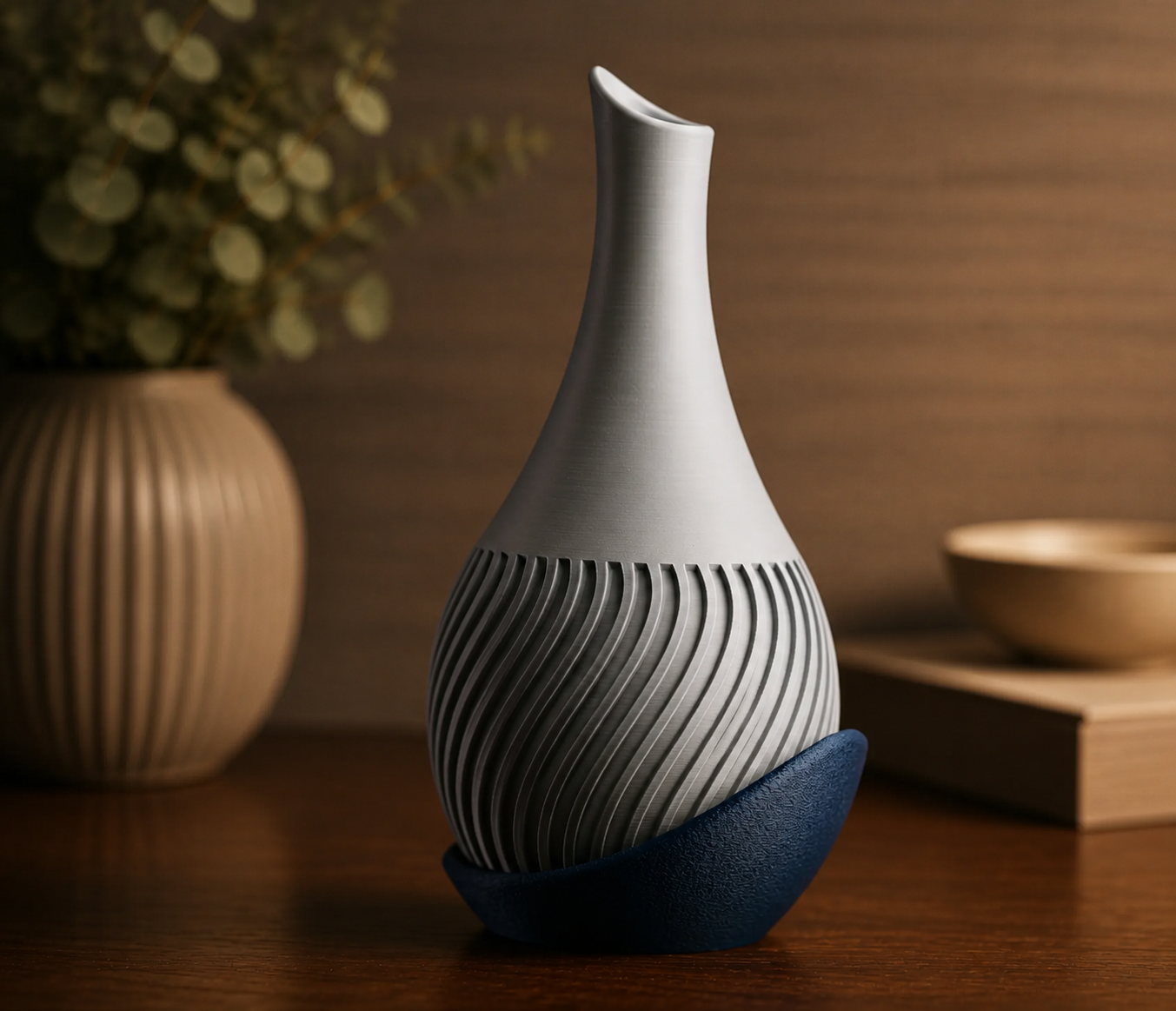 Wavy Vase with Wrap-Around Plate