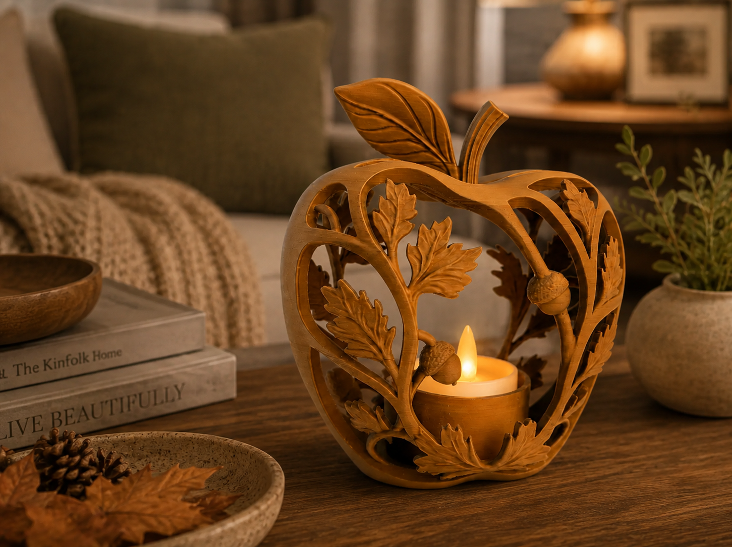 Forest Fall Glow · Apple LED Tealight Holder